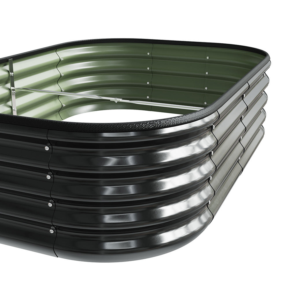 Galvanized Planter Garden Boxes Outdoor, Oval Large Metal Galvanized Raised Garden Bed for Vegetables, 2 Sizes 2 Colours Available