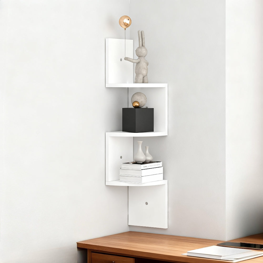 Three-Tier Rustic Corner Wall Shelf with Curved Platforms - product detail 21