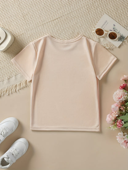 Summer Fashion Girls' Short Sleeve "I Love My Dad This Much" Letter Print Casual Top NYDX5737