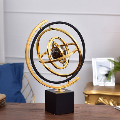 Elegant Metal Globe Decor - Modern Desktop Ornament for Home, Office, and Study, Perfect Christmas Gift