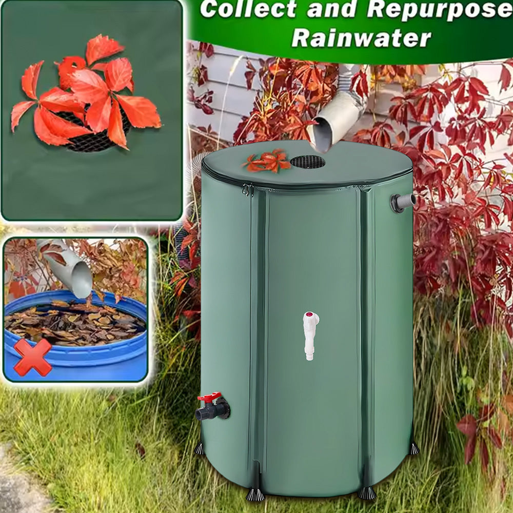50L/100L/160L/200L Rainwater Collection Tanks, Portable Outdoor Water Tanks, Rainwater Collection System, Container Set with Filter Net and Overflow Device