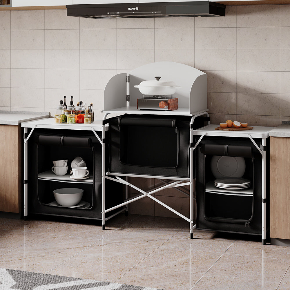 Camping Folding Locker Portable Design Folding Storage Unit Fabric Dark Gray Durable 600D Handbag Material, Suitable for Courtyard Camping Kitchen 165*52*104cm