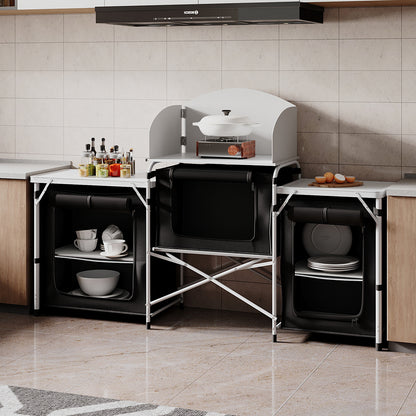 Camping Folding Locker Portable Design Folding Storage Unit Fabric Dark Gray Durable 600D Handbag Material, Suitable for Courtyard Camping Kitchen 165*52*104cm