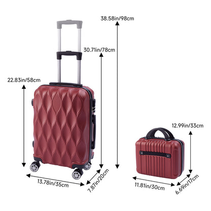 2-Piece Rolling Luggage Set, Travel Suitcase Set with Small Carry-On Case, Versatile Luggage for Daily Travel & Vacation, Sturdy Lightweight Luggage Set with 360° Wheels, Spinner Luggage Set, 20inch+14inch