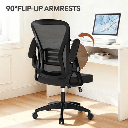 GartistGo Office Chair Ergonomic Desk with 90° Flip-up Armrest Lumbar Support, Height Adjustable Chair, Executive Swivel Computer Padded Seat Cushion for Home/Office