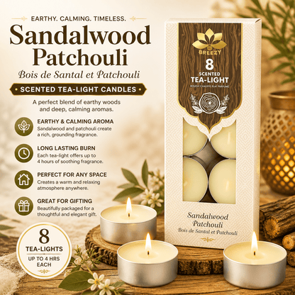 Scented Tea Lights - 8 Pack Strong Fragrance Tea Light Candles, Long Lasting Candle Tealights for Home Decor, Wax Burners & Relaxation