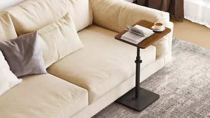 1pc 360 ° Flip Desktop Adjustable Height Small Table, Fashionable and Simple Metal Frame with Wooden Desktop Stable and Not Easy to Shake, Portable and Lightweight Side Table Snack Table - Home Office Desk Bedside Table, Essential for Drama Enthusiasts, H