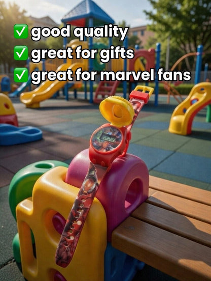 Marvel Kids Toys Light Up Watch for Boys & Girls – Hulk, Spider-Man, Iron Man & Captain America Toy Watch – Adjustable Watch Strap – Party Bag Fillers Kids – Fidget Toys – Toys for Boys Ages 3+