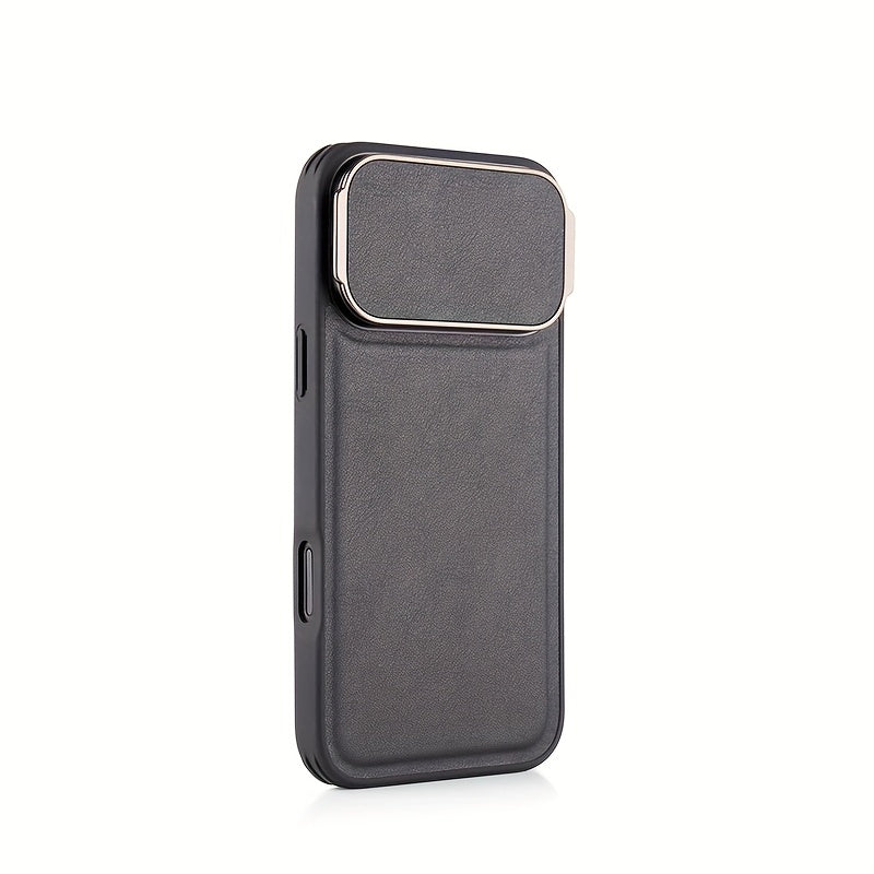 Shockproof Phone Case for iPhone 17 Pro Max Synthetic Faux Leather Cover Integrated Camera Protector Full Edge Protection Non-Slip Comfort Grip