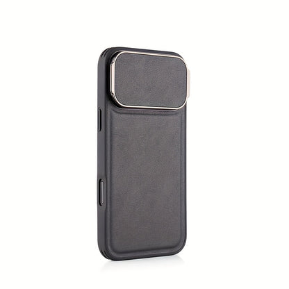 Shockproof Phone Case for iPhone 17 Pro Max Synthetic Faux Leather Cover Integrated Camera Protector Full Edge Protection Non-Slip Comfort Grip