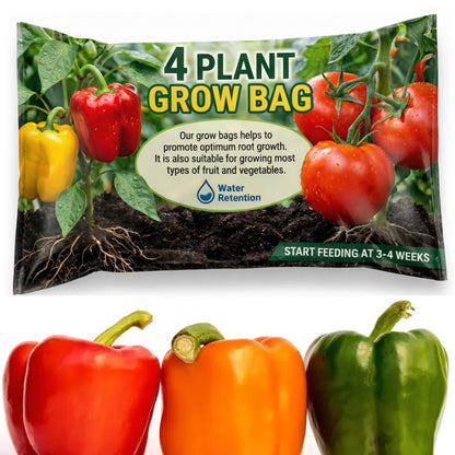 4 Plant Grow Bags With Balanced Nutrients Perfect For Vegetables & Crops Home Garden Soil Compost
