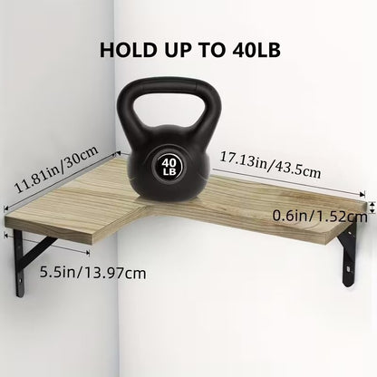 4 Tier Wooden Floating Shelves Wall Mounted Storage Rack L Shape Corner Shelf Versatile Home Kitchen Bathroom Bedroom for Books, Crafts, Festival Ornament, Toiletries Display Holder Decorative Stand