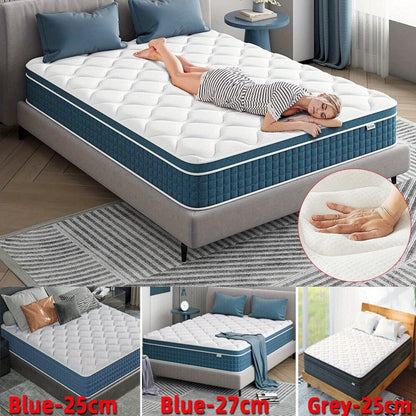 Hybrid Pocket Spring Memory Foam Mattress 25cm 7 Zone Support Orthopaedic Euro Top Hypoallergenic CertiPUR-US Foam Rolled Mattress in a Box All UK Sizes