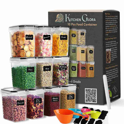 AEX Airtight Food Storage Containers with Lid Kitchen Storage Boxes for Dry Food Pantry Organisation Stackable Design Multiple Size Options (Set of 4/5/10/20/30)