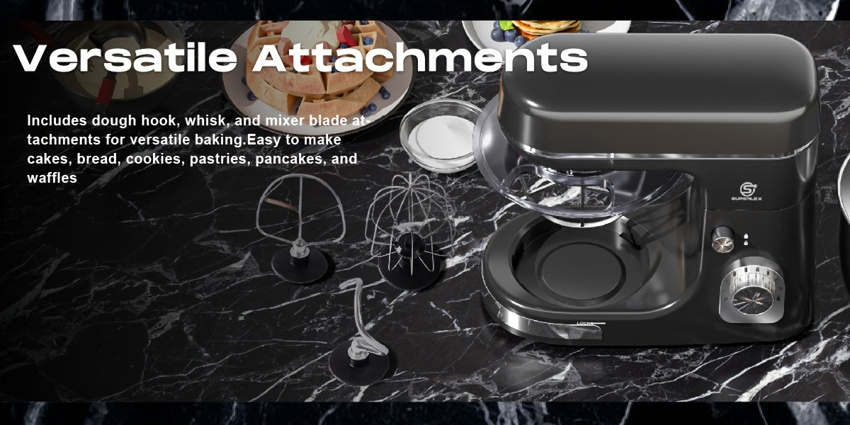 SUPERLEX 3-in-1 Stand Mixer 5L with 8 Speeds, Kitchen Machine with Pulse with Dough Hook, Whisk, Eggbeater Attachment for Baking Cake Bread 1300W