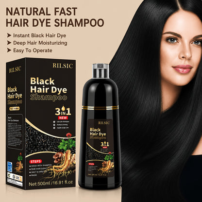 Hair Dye Shampoo For Grey Hair, 500ML Herbal Natural Hair Dye 3 In 1, Instant Hair Colour Shampoo, Hair Shampoo, Hair Dye Hair Color Shampoo Coloring In Minutes For Women Men