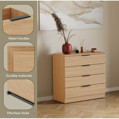 Vida Designs Trega 4 Drawer Chest of Drawers Space-Saving Storage Smooth Glide Drawers Bedroom Furniture