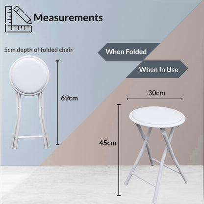 Standard Folding Stool – Durable & Compact Seating Solution Foldable Lightweight Portable - Available in Black or White