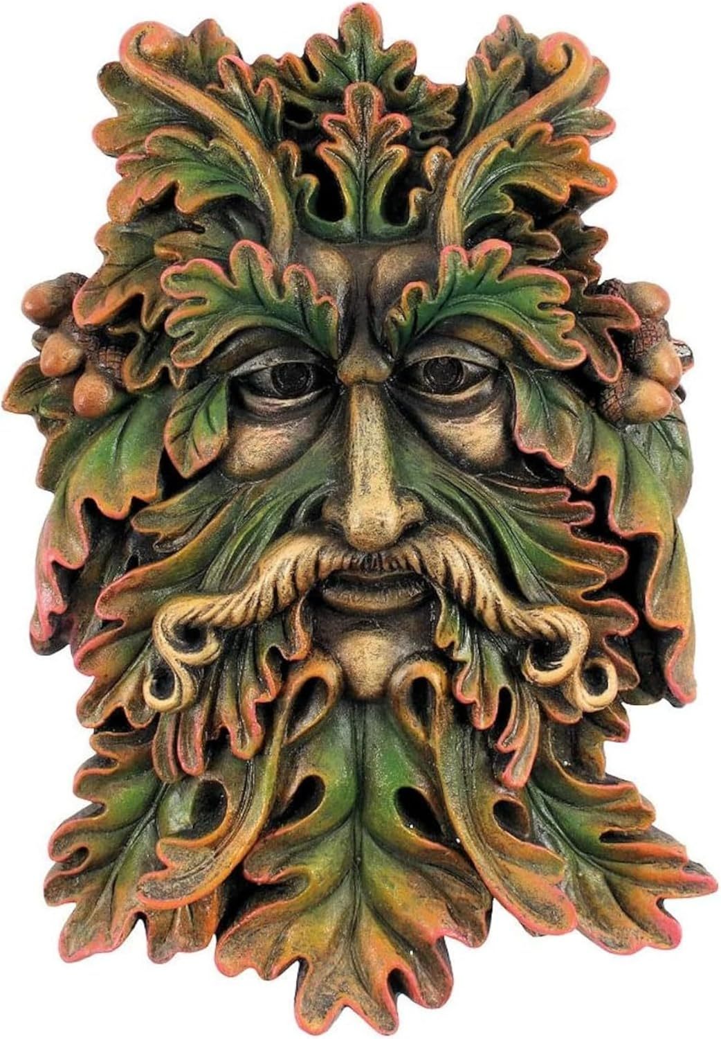 Green Man Wall Plaque 22.5cm – Wildwood Sage Tree Spirit Resin Sculpture for Garden Fence & Home Décor | Celtic Outdoor & Indoor Wall Ornament Gift