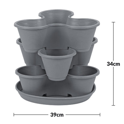 3 Tier Stackable Vertical Planter, Indoor Outdoor Plant Pot, Strawberry Planter, Herb Garden Planter, Vegetable Growing Tower, Flower Pot for Home Garden, Space-Saving Design, Durable Plant Container, Ideal for Small Spaces, Vertical Gardening Solution, M