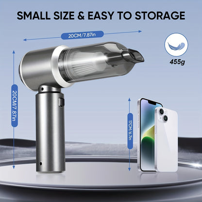 QILIEASY: 2026 New 100W High-Power Handheld Car Vacuum Cleaner with 20000Pa Powerful Suction, Wet and Dry Vacuum with Suction and Blowing Functions, Equipped with Hose and Crevice Tool, 2000mAh*3 Large-Capacity Battery