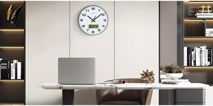 TIMESS Calendar Display Analog Wall Clock, 12/14 Inch 2-color Large Dial Silent, Can Display Perpetual Calendar And Fahrenheit Temperature, Bedroom, Office, School Decoration
