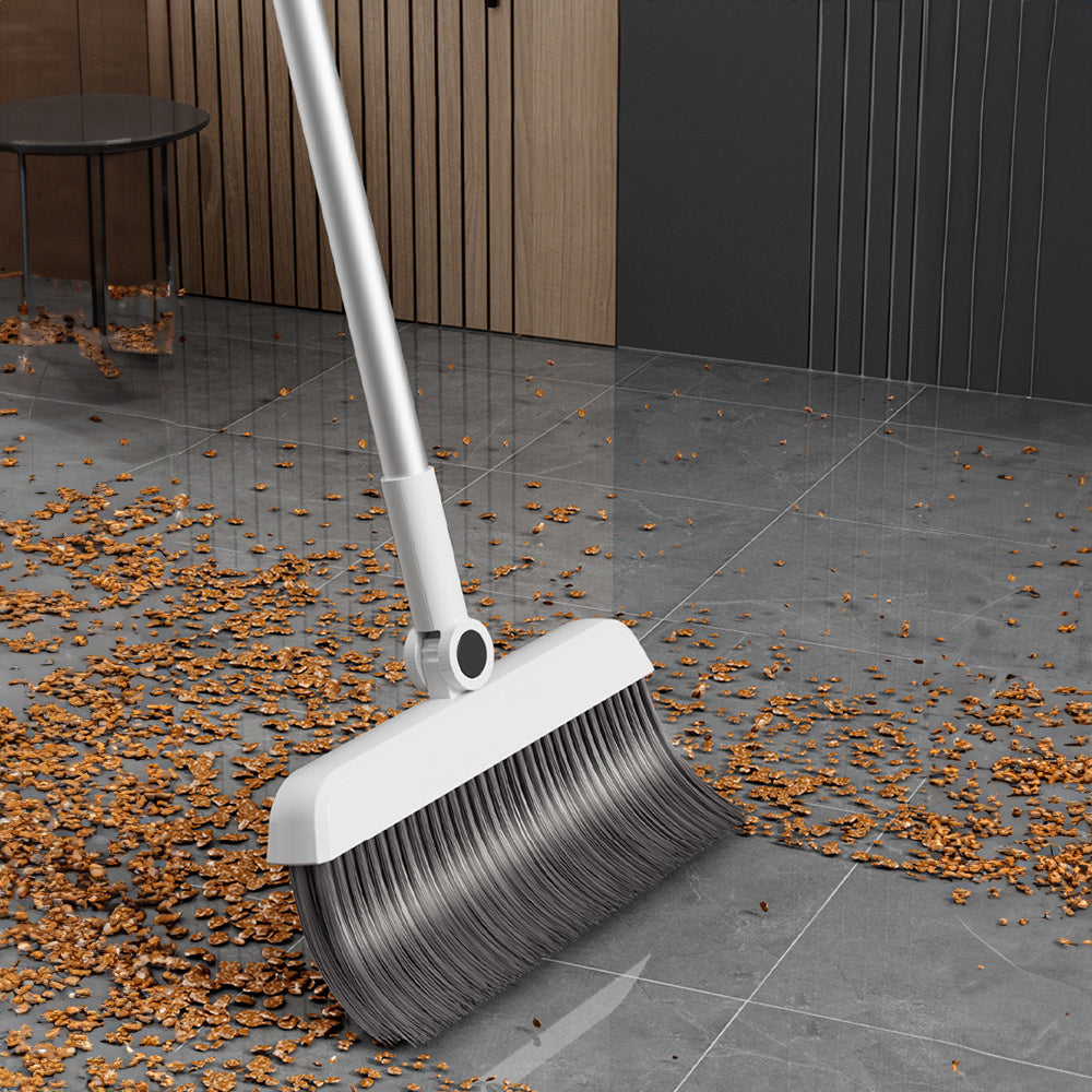 3-in-1 Sweeping Set with Broom, Dustpan & Floor Brush - Thick Elastic Bristles, Comb-Tooth Dustpan, Sturdy Home Cleaning Kit for Kitchen, Bathroom & Living Areas