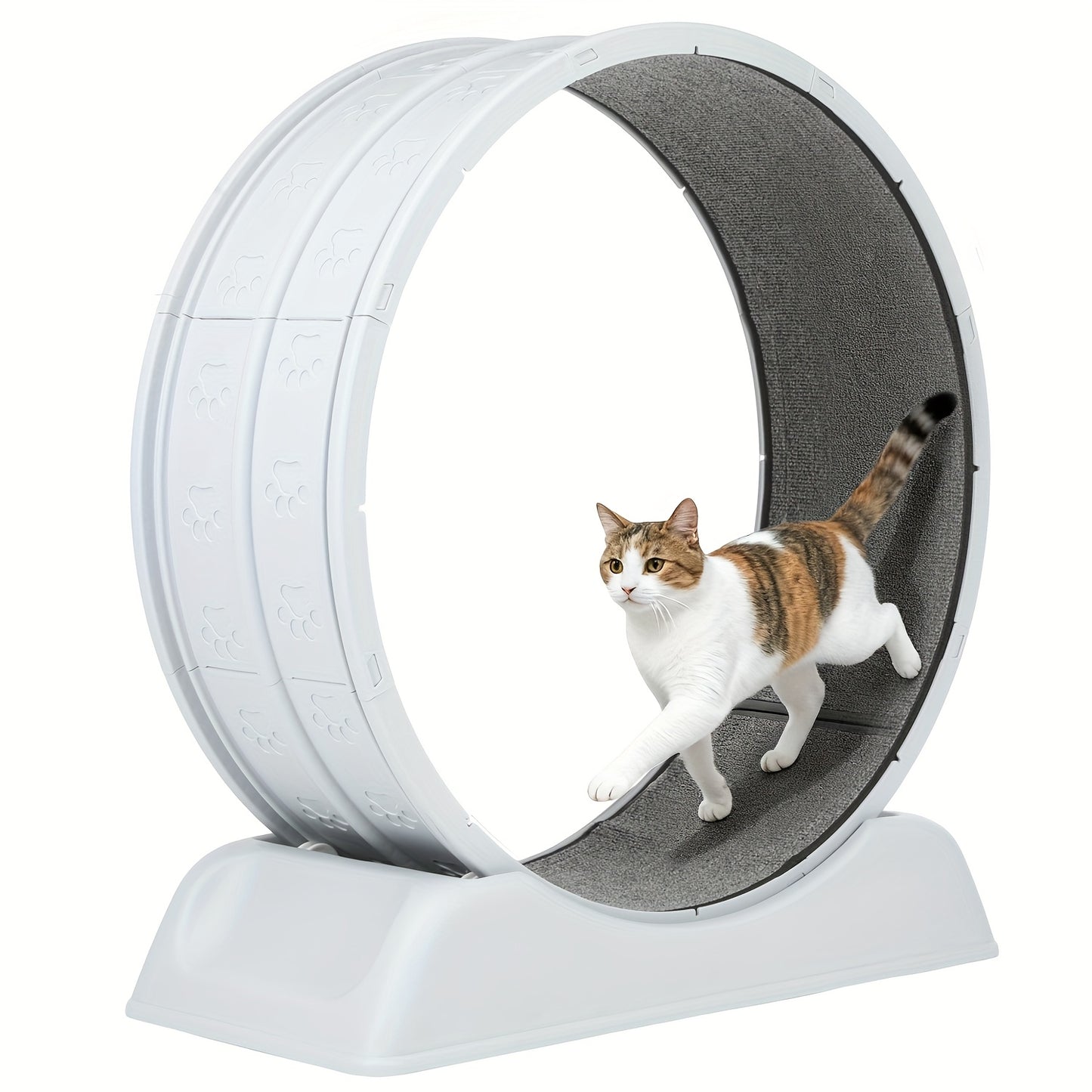 Cat Exercise Wheel, Plastic Wheel with Carpeted Runway, Easy to Install & Fitness & Health, Suitable for Most Cats, 79 Cm, for Indoor Cats