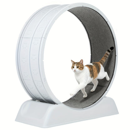Cat Exercise Wheel, Plastic Wheel with Carpeted Runway, Easy to Install & Fitness & Health, Suitable for Most Cats, 79 Cm, for Indoor Cats