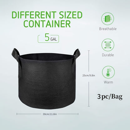 [For Indoor/Outdoor] 3pcs Large Capacity Box-Style Tomato Planting Bags, Designed in a Gardening Style, Heavy-Duty Non-Woven Fabric Plant Pots of 18.93 L, Equipped with Handles, Suitable for Indoor And Outdoor Use