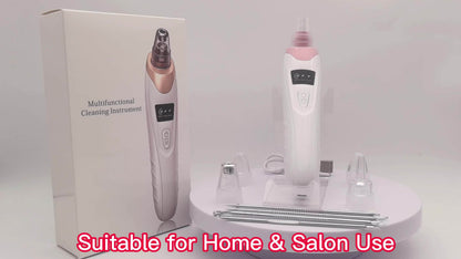 Blackhead Remover, USB Rechargeable Facial Skin Cleansing Beauty Device, with 5 Replacement Heads, Skin Care Tool Kit