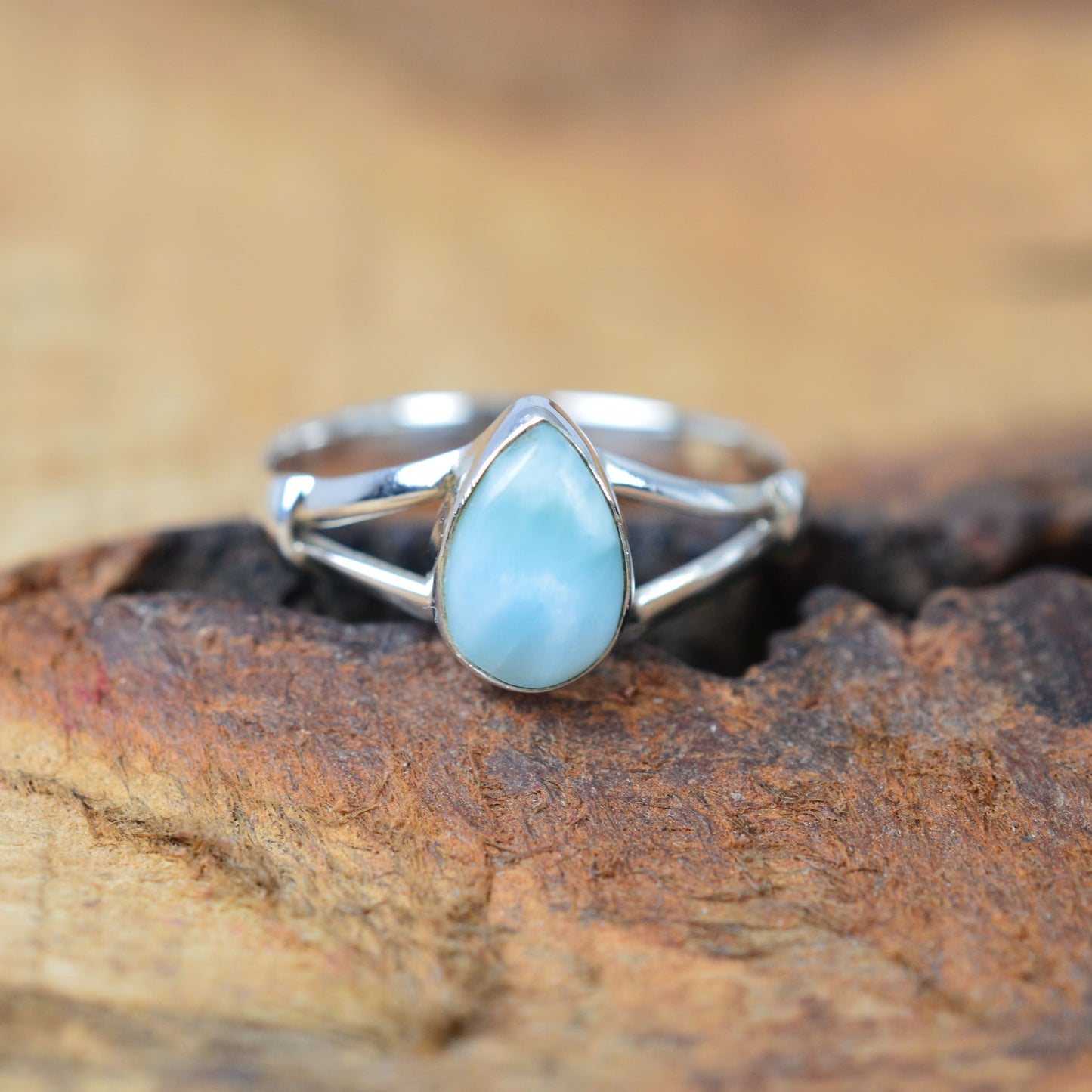 925 Sterling Silver Pear Gemstone Ring in Onyx, Larimar and More, Minimal Daily Wear Jewelry for Women