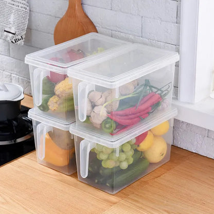 4pcs Clear Storage Box Fridge Food Container Cabinet Organizer Cupboard Holder Rack Basket Case W/ Handle Lid Valentine'S Day Gifts Holiday Gift Guide