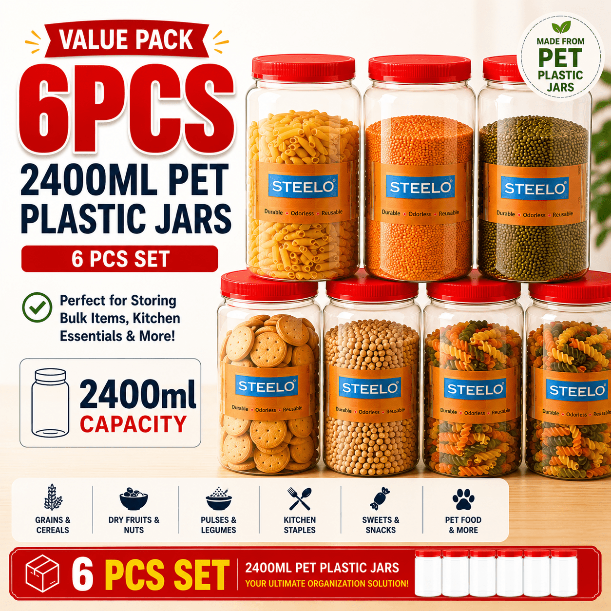 50ml/100ml/200ml/1000ml/1500ml/2000ml/2400ml/3000ml/4000ml/5000ml Plastic Jar with Lid - BPA-free Transparent Round Multi-purpose Container - Dishwasher Safe - Flip-top - Suitable for Lotions, Creams, Body Lotions, Clay, Cosmetics, Beads, Samples and Trav