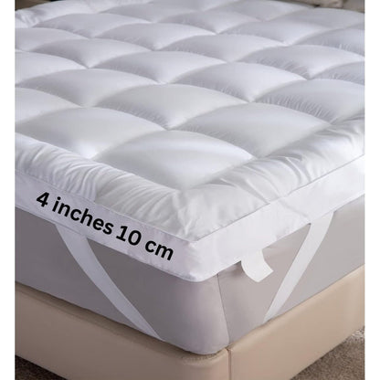 4As Mattress Topper 4 Inch/10cm 1100 GSM Heavy Fill Super Soft and Fluffy Hand Filled Single Double King Super King Box Stitched