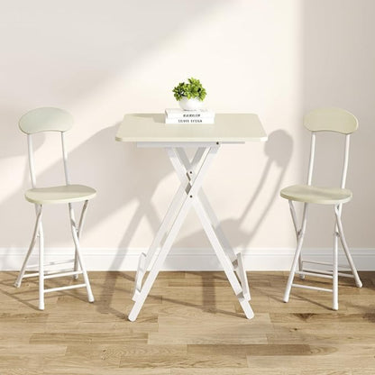 Portable Foldable Dining Table Kitchen Table Space Saving (only table), 70cm Square Small Coffee Table, Outdoor Camping Picnic Garden Home Writing Study Office Bedroom Gaming Table, Black/ White