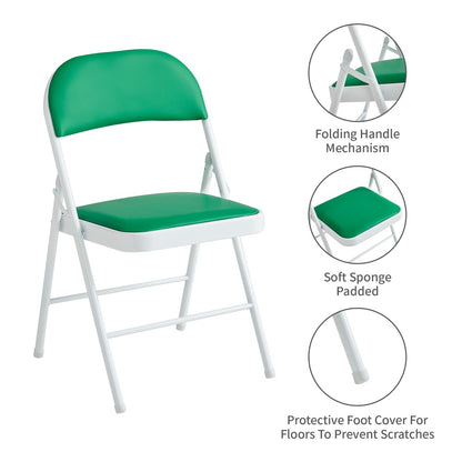 Faux Leather Folding Chairs Set of 4 with Metal Frame & Padded Seat – Foldable Dining, Office & Reception Chairs, Easy Fold & Store, 7 Colours