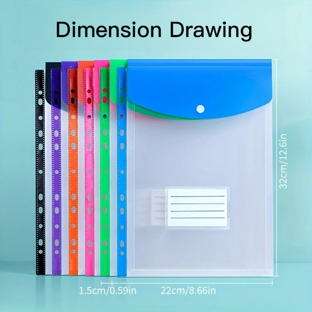 A4 Expanding Folders 12 Pack with Button & 11-Ring Binder Pockets – 2cm Wide Heavy-Duty PP Plastic File Organiser with Locking Mechanism & Label Cards | School Office Home | Vibrant Colours | UK