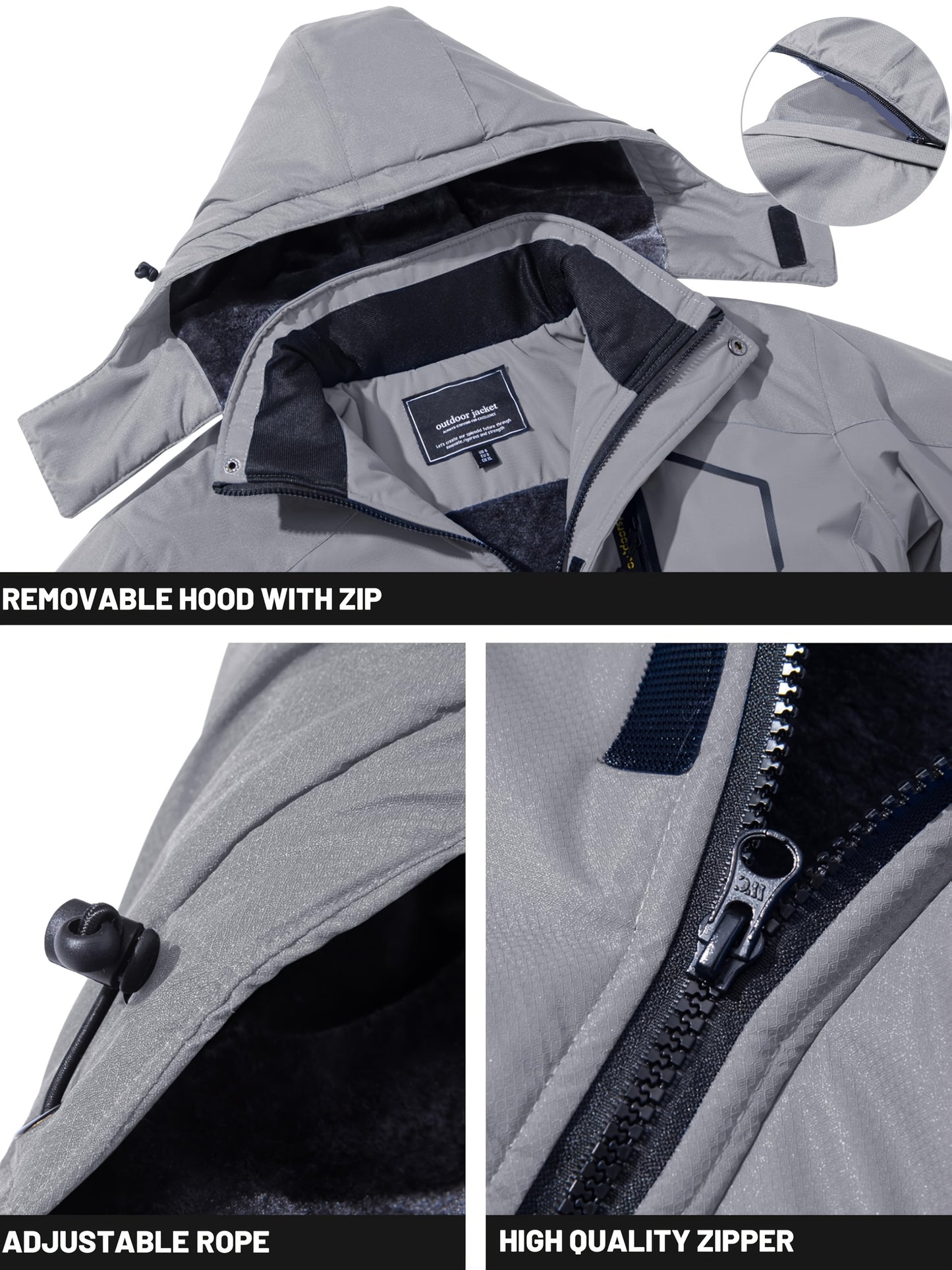 Men's Winter Warm Jackets Fleece Lined Coats Hooded Thermal Outdoor Thick Jacket Heavy Sport Hiking Jogging Camping Fishing Climbing Traveling Skiing Snowboarding Casual Parka