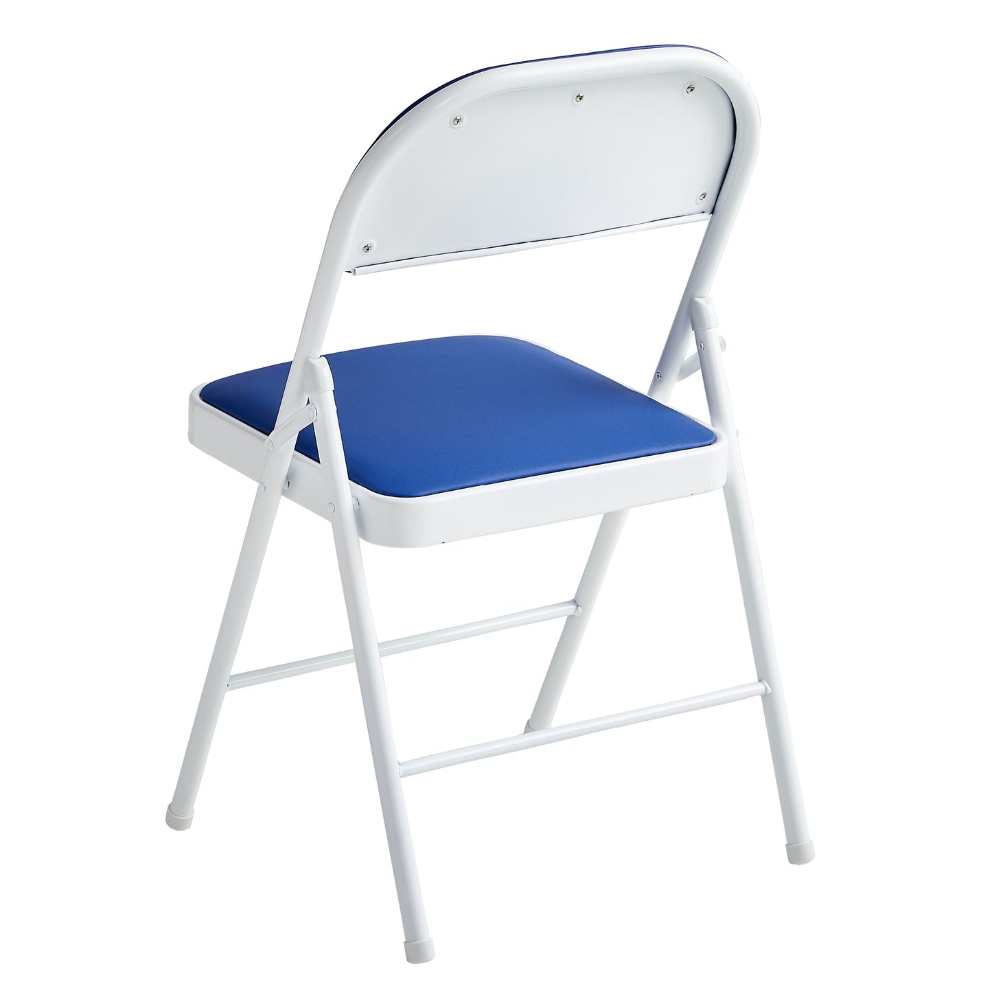 Set of 2 Folding Chairs, Faux Leather Foldable Chairs with Metal Frame and Padded Seat, Easy to Fold and Store for Home, Office, Dining and Reception