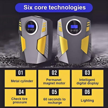 Portable Digital Tyre Inflator Smart Air Compressor with Auto Stop, LCD Screen & LED Light – 150W Handheld Electric Pump for Car, Motorcycle, Bike & Ball