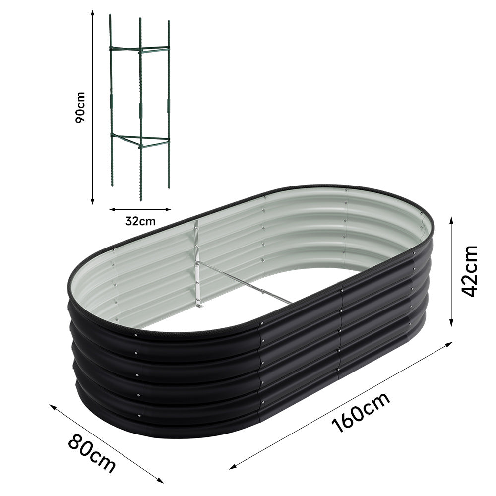 Extra Large Raised Beds for Garden, Oval Planter Box with Plant Climbing Frame, Outdoor Raised Planters for Vegetables, Flowers & Herbs, Bottomless Metal Garden Bed