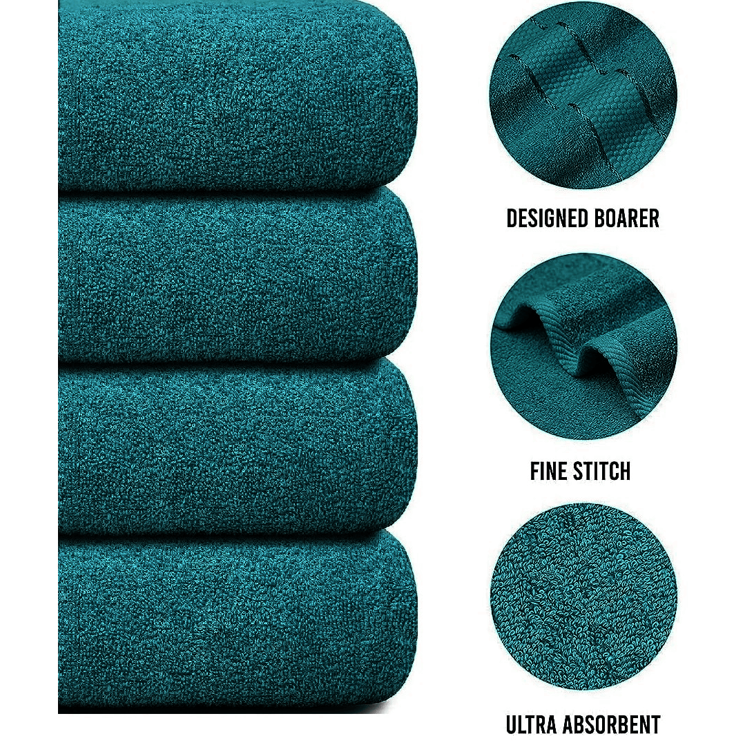 4 X Large Jumbo Bath Towels 100% Egyptian Cotton -75 x 150 cm- Soft Quick Dry Hotel Spa Big Bathroom Towels Set