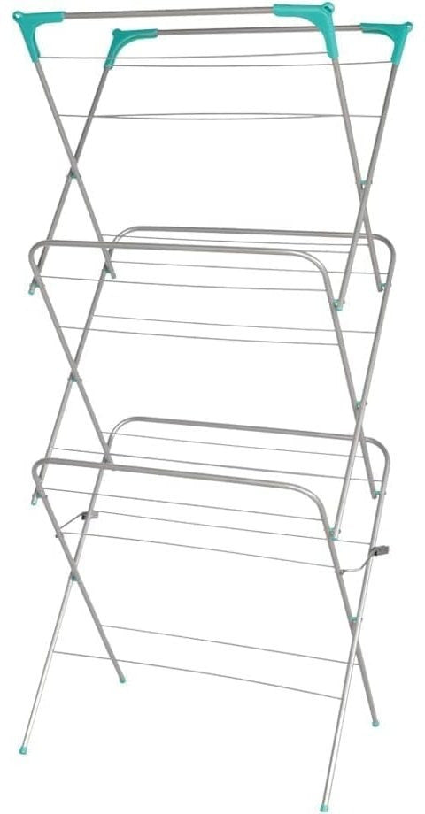 UTTAM Clothes Airer Alloy Steel Foldable Design : Sturdy with Corner Hooks and Sock Dryer - 15M / 15KG Drying Capacity (1, Grey)