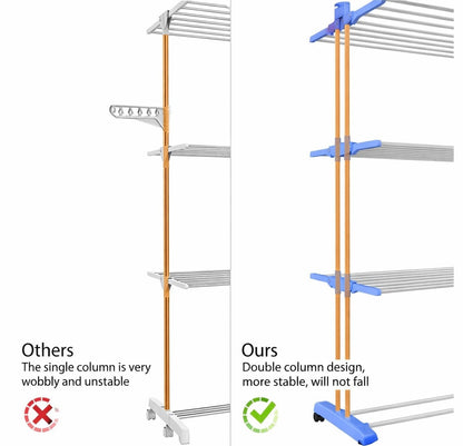 4 Tier Extra Large Clothes Airer Indoor Foldable Outdoor Laundry Dryer Rack Line Hangable Hanger Racks