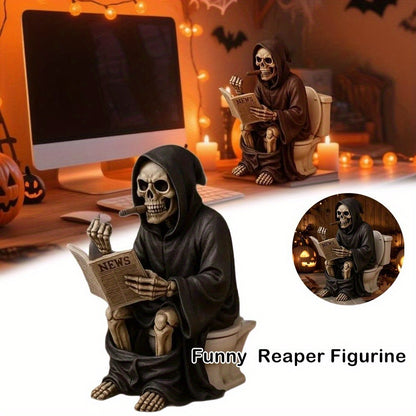 Gothic Spooky Skeleton Skull Middle Middle Finger Reaper Collectible Figurines Quirky Halloween Home Desktop Decor
