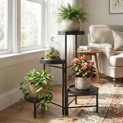 Metal Plant Stand with - Floor-Standing Indoor/Outdoor Shelf, Layered Flower Pot Display for Succulents, Herbs, Potted Plants - Sturdy Iron Shelf with - for Living Room, Balcony, - Modern & traditional Decor, -Free