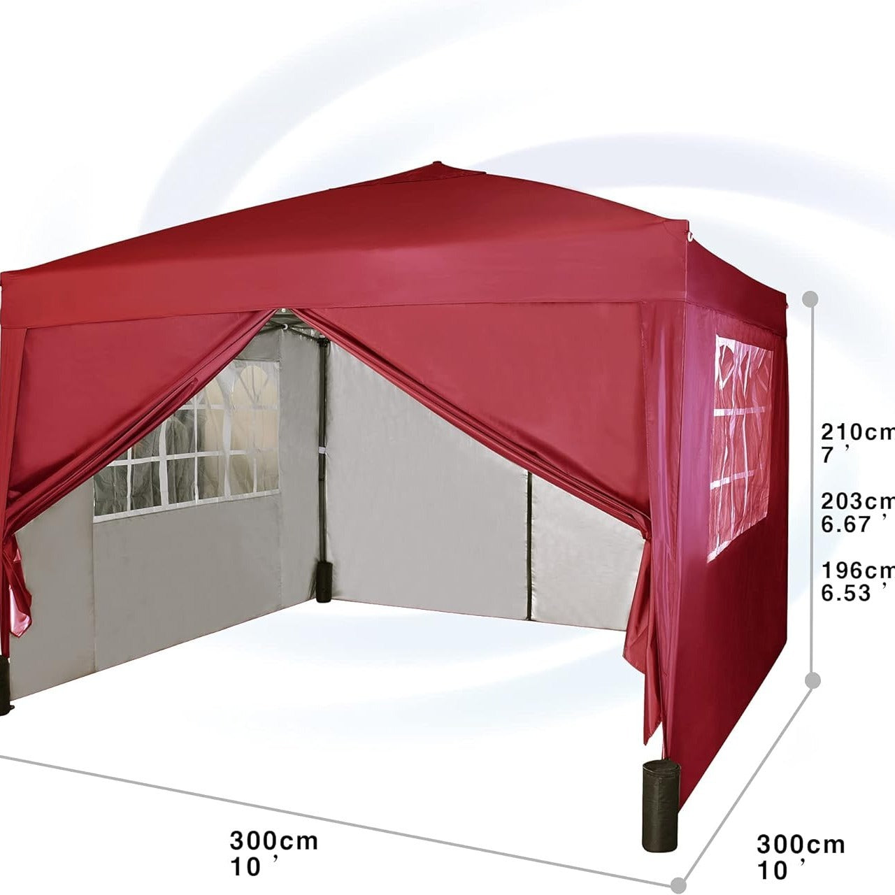 Pop-up Gazebo 3m x 3m with Sides & 4 Weight Bags & Silver Protective Layer Waterproof Marquee Canopy