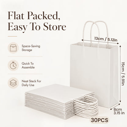 100-Pack Kraft Paper Bags with Handles – Ideal for Gift Wrapping, Parties, Holiday Celebrations & Retail Use