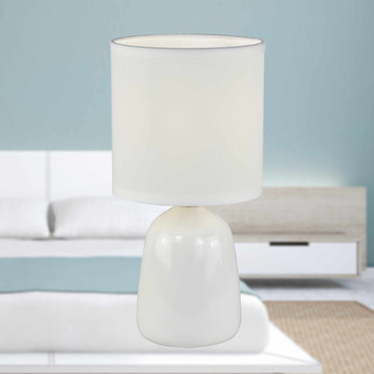 Cleo - Set of 2 White Ceramic 26cm Lamps With Shades